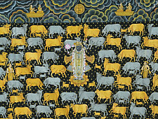 Pichwai Painting ~ Raas . Gold Foil Work { 4 X 4.5 Feet }